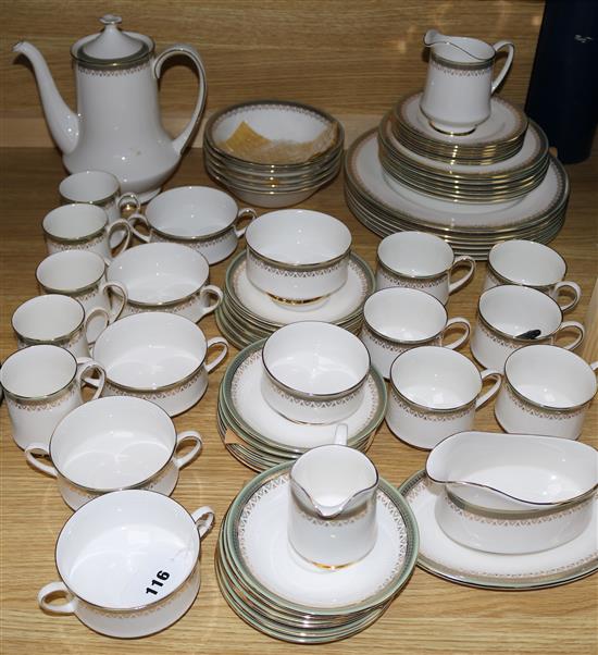 A Paragon tea & dinner service with green & gilt decoration